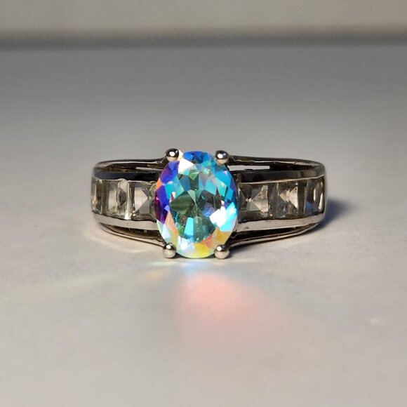 VTG NIB 925 Mercury Mystic Topaz Aurora Borealis Ring Size 7 - Picture 14 of 15